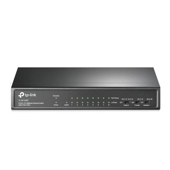 TP-Link TL-SF1009P 9-Port 10/100Mbps Desktop Switch with 8-Port PoE+ - FGTECH STORE TP-Link TL-SF1009P 9-Port 10/100Mbps Desktop Switch with 8-Port PoE+ - FGTECH STORE